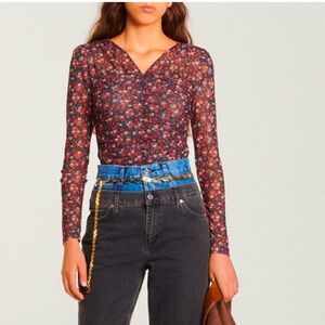 Sandro Floral Tulle Top